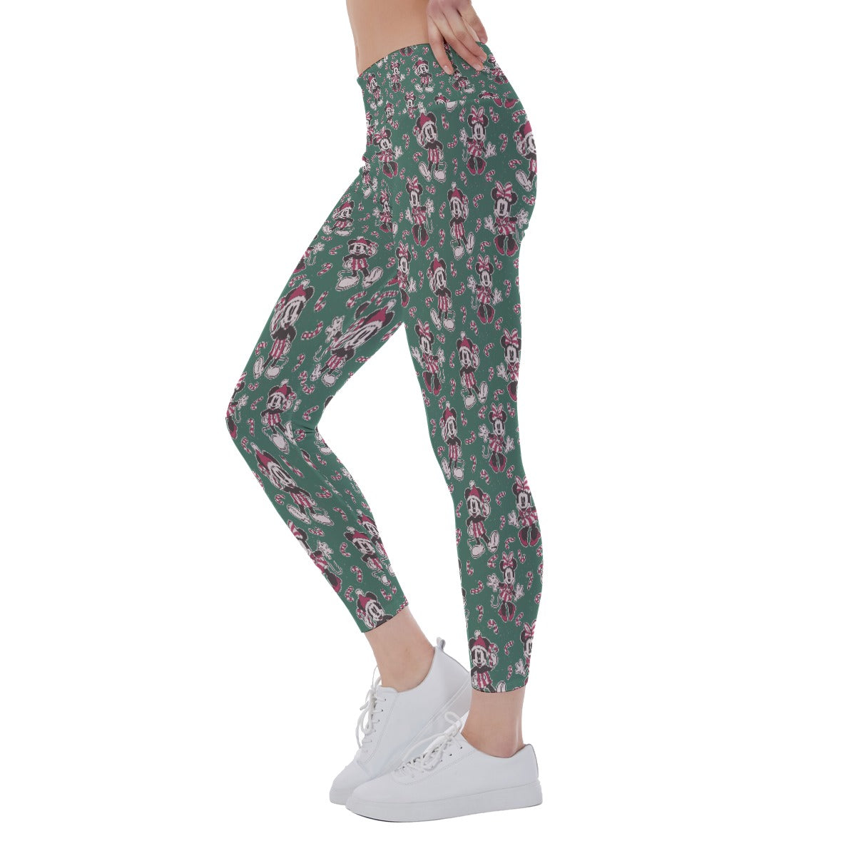 Mouse and Bow Peppermint Pals - Women's Yoga Leggings