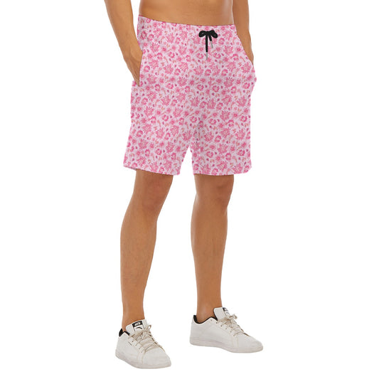 Pink Mushroom Moths - Men’s Pocket Beach Shorts