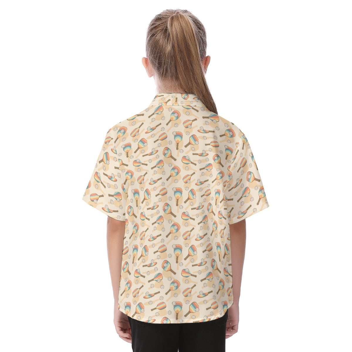 Retro Pickleball Volley - Kid's Hawaiian Button Up Shirt