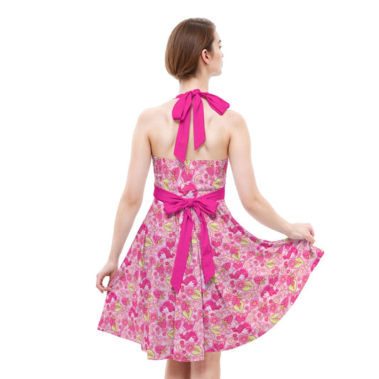 Fruitimals - Raspberry Foxes - Women's Halter Vintage Pocket Dress