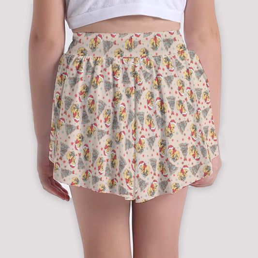 Cozy Bear Holiday Cheer - Girls’ Flowy Pocket Shorts