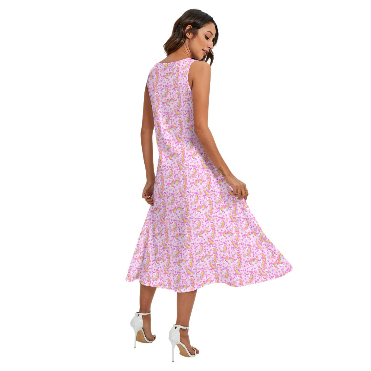 Unicorn Rainbows - Women’s Diagonal Pocket Midi Dress