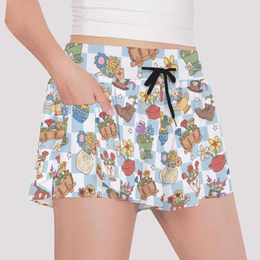Flourishing Fairytale Pots - Girls’ Flowy Pocket Shorts