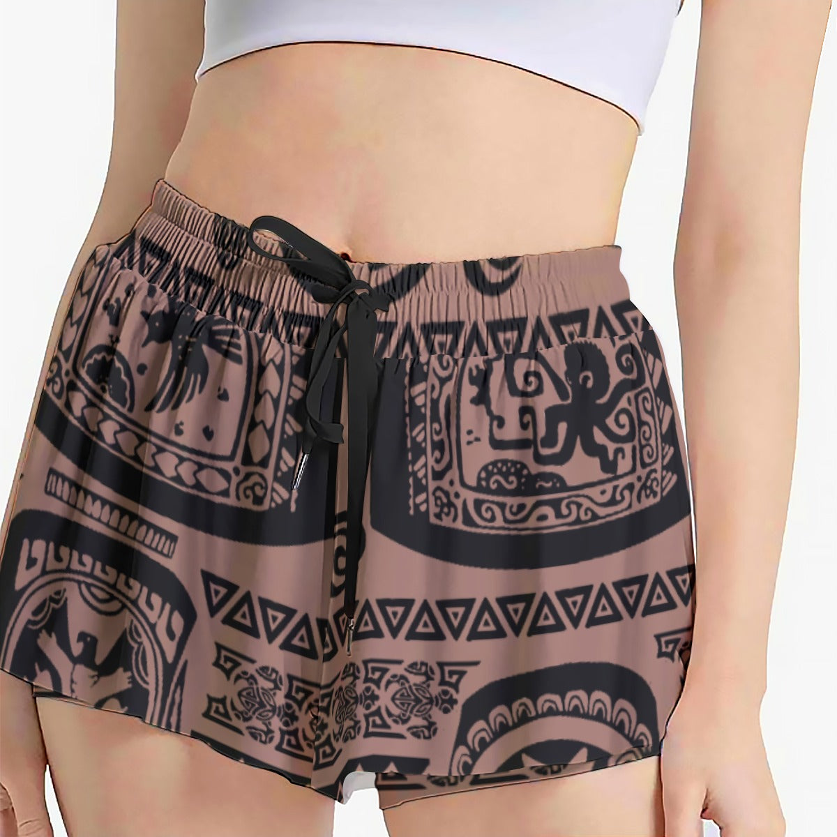 Polynesian Tattoo Motifs - Women's Flowy Pocket Shorts