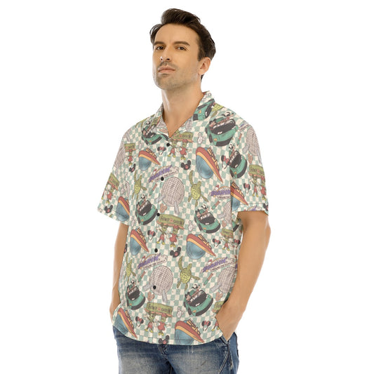 Hand Drawn EC - Men's Hawaiian Button Up Shirt