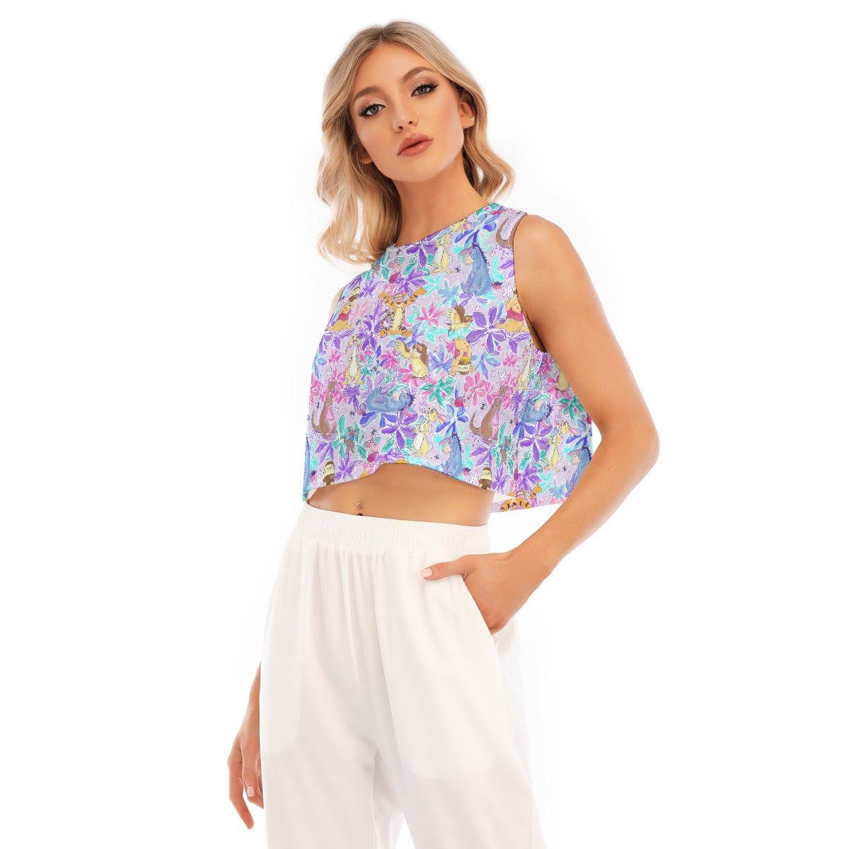 Storybook Friends in Bloom - Women’s Sleeveless Cropped Tee