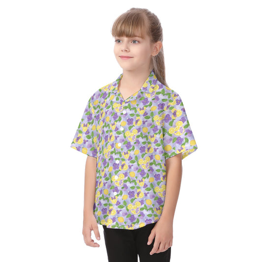 Vivacious Violet Lemonade - Kid's Hawaiian Button Up Shirt