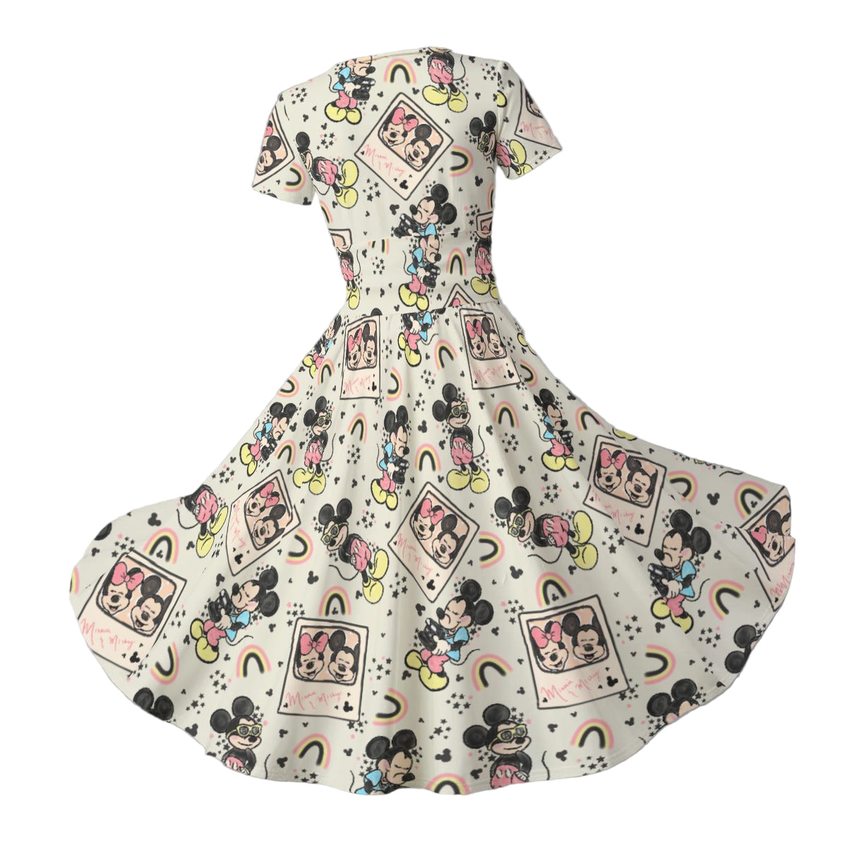 Retro Camera Mouse - Women's V-Neck Ruched Midi Dress