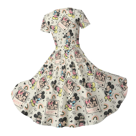 Retro Camera Mouse - Women's V-Neck Ruched Midi Dress