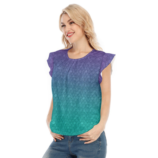 Dreamy Mermaid Scales - Women’s Flutter Sleeve Top