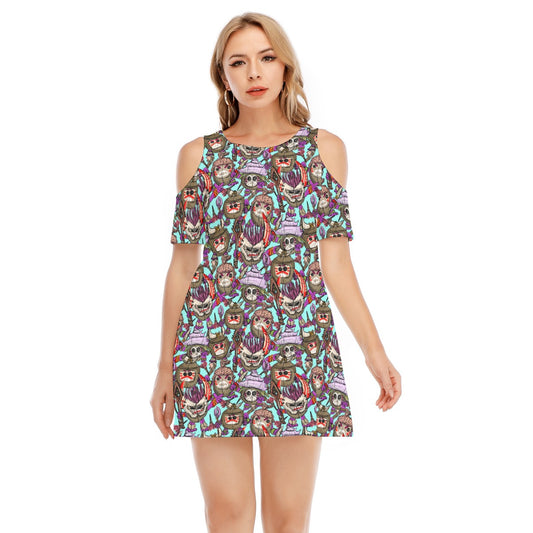 Island Coconut Pirates - Women's Cold Shoulder Cotton Dress