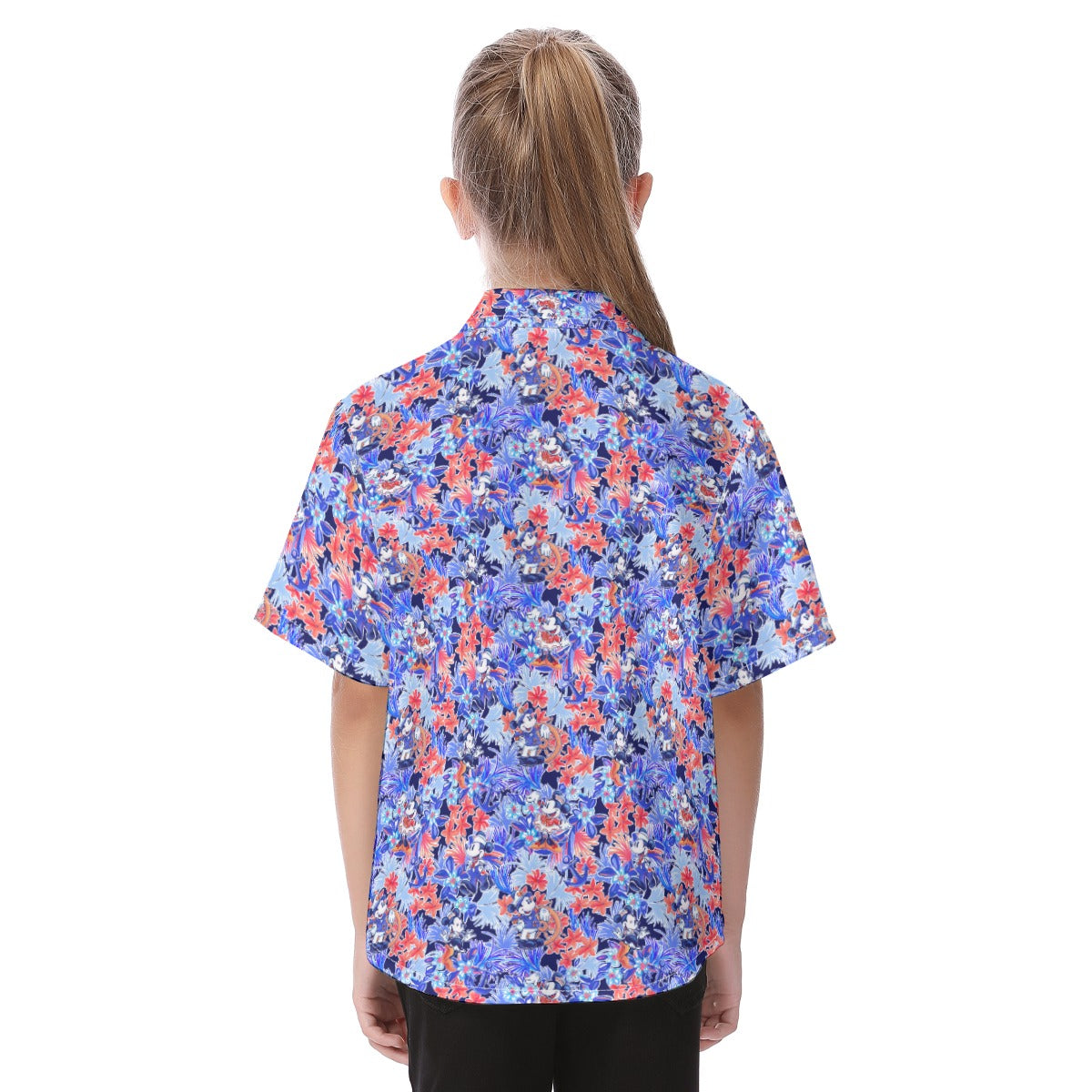 Navy Blooms Cruise - Kid's Hawaiian Button Up Shirt