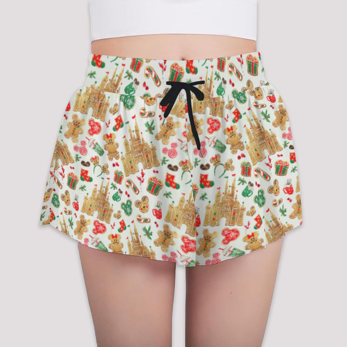 Gingerbread Castle Holiday Treats - Girls’ Flowy Pocket Shorts