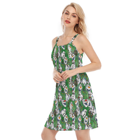 Sketched Snowman Christmas - Women’s Adjustable Sundress