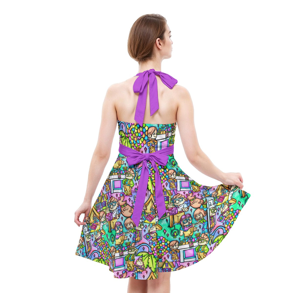 Balloon House Adventure Scenes - Women's Halter Vintage Pocket Dress