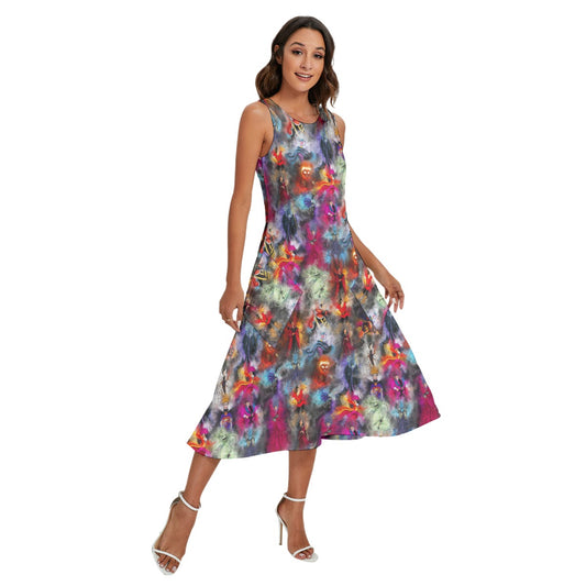 Watercolor Wicked Villains - Women’s Diagonal Pocket Midi Dress