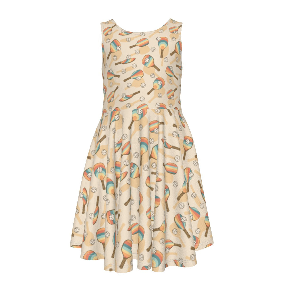 Retro Pickleball Volley - Kid's Sleeveless Skater Dress