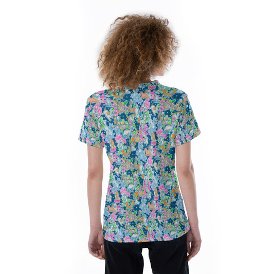 Tropical Paws & Petals - Beloved Dogs - Women's Short Sleeve V-Neck T-Shirt