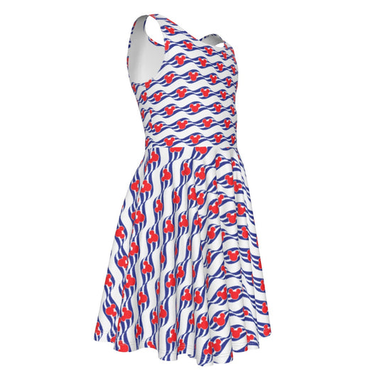 Nautical Cruise Logo Print - Kid's Sleeveless Skater Dress