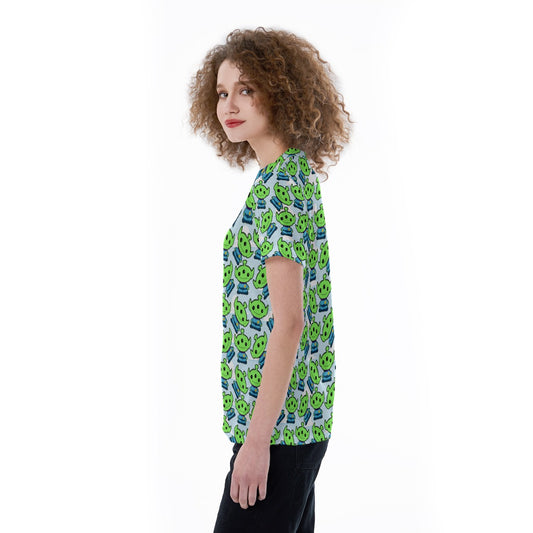 Little Green Space Aliens - Women's Short Sleeve V-Neck T-Shirt