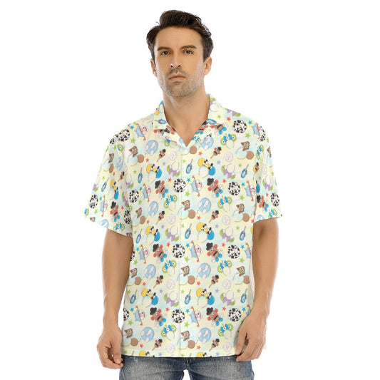 Playful Toy Style Icons - Men's Hawaiian Button Up Shirt