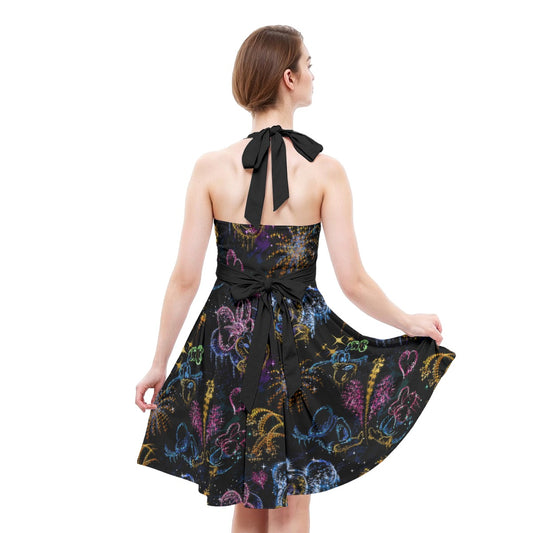 Mouse Friends’ Love in the Sky - Women's Halter Vintage Pocket Dress