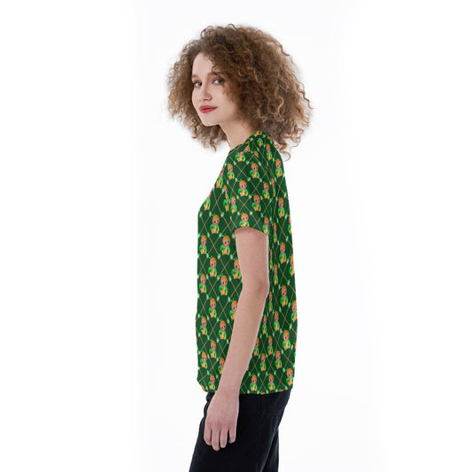 Geometric Citrus Delight - Women's Short Sleeve V-Neck T-Shirt
