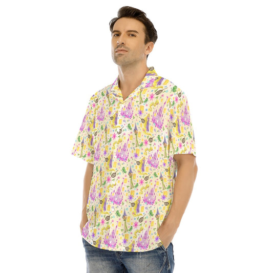 Watercolor Golden Hair Kingdom - Men's Hawaiian Button Up Shirt