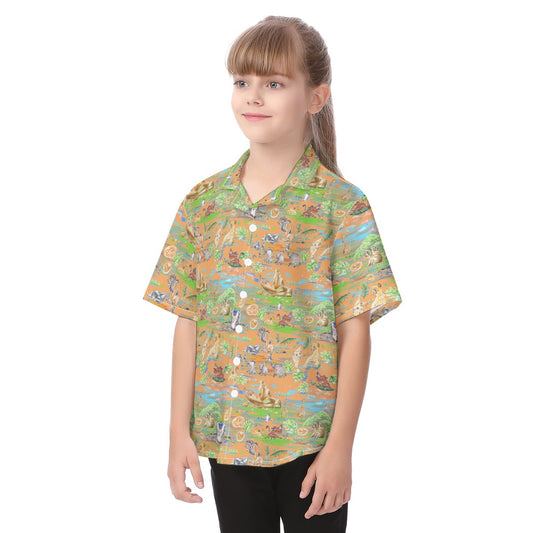 Simba’s Savanna Sunset - Kid's Hawaiian Button Up Shirt