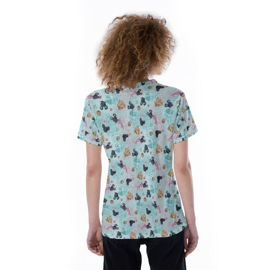 Watercolor Mermaid Mouse Ears - Women's Short Sleeve V-Neck T-Shirt