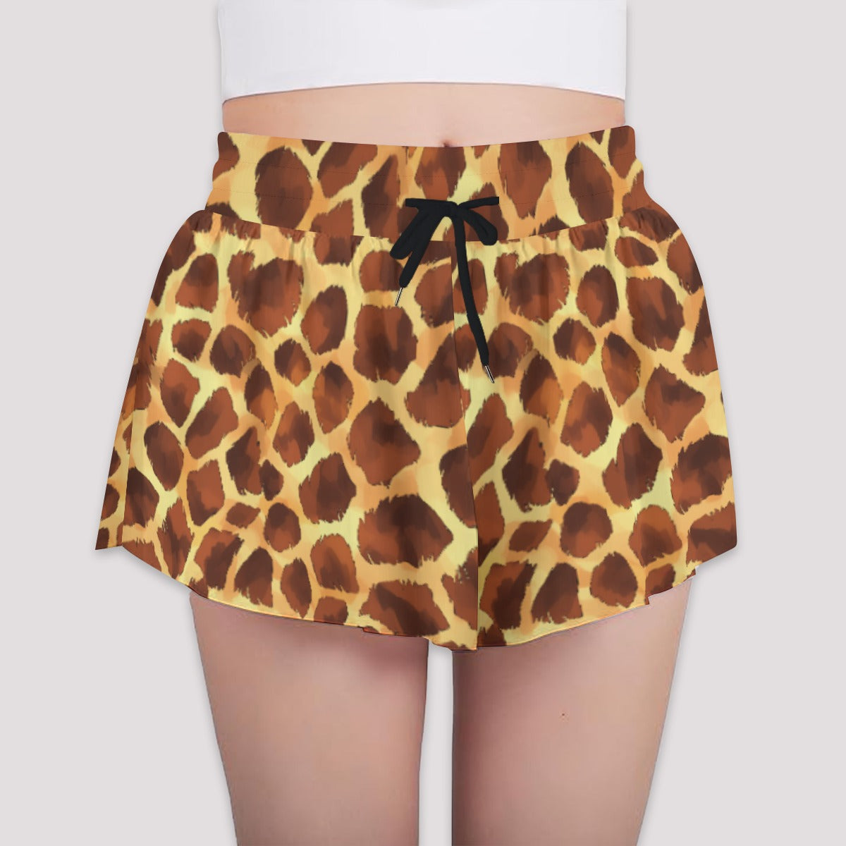 Animal Print - Giraffe - Girls’ Flowy Pocket Shorts