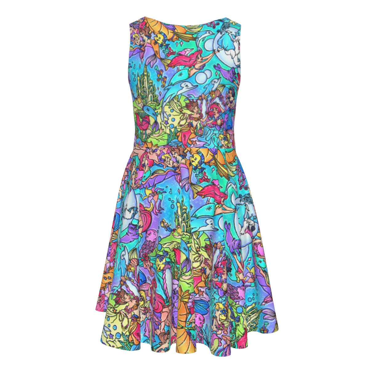 Under the Sea Storybook Scenes - Kid's Sleeveless Skater Dress