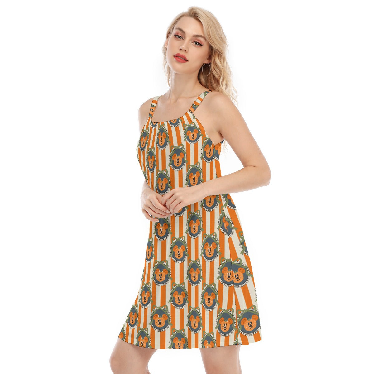 Pumpkin Cameo Stripes - Women’s Adjustable Sundress