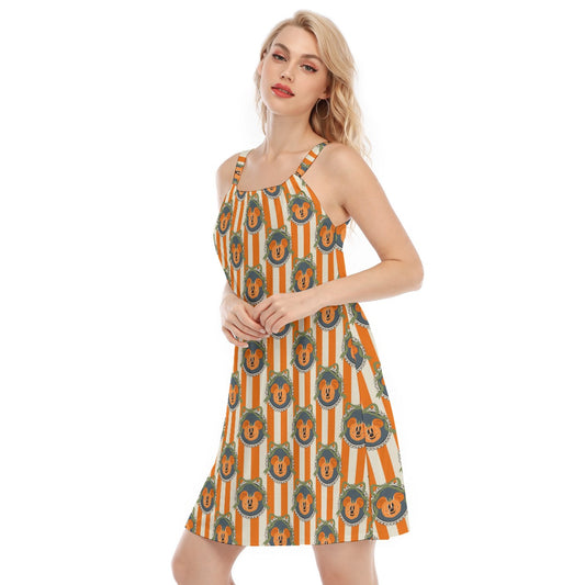 Pumpkin Cameo Stripes - Women’s Adjustable Sundress