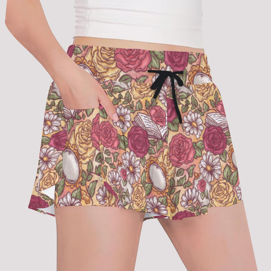 Fairytale Florals – Timeless Tale Blooms - Girls’ Flowy Pocket Shorts