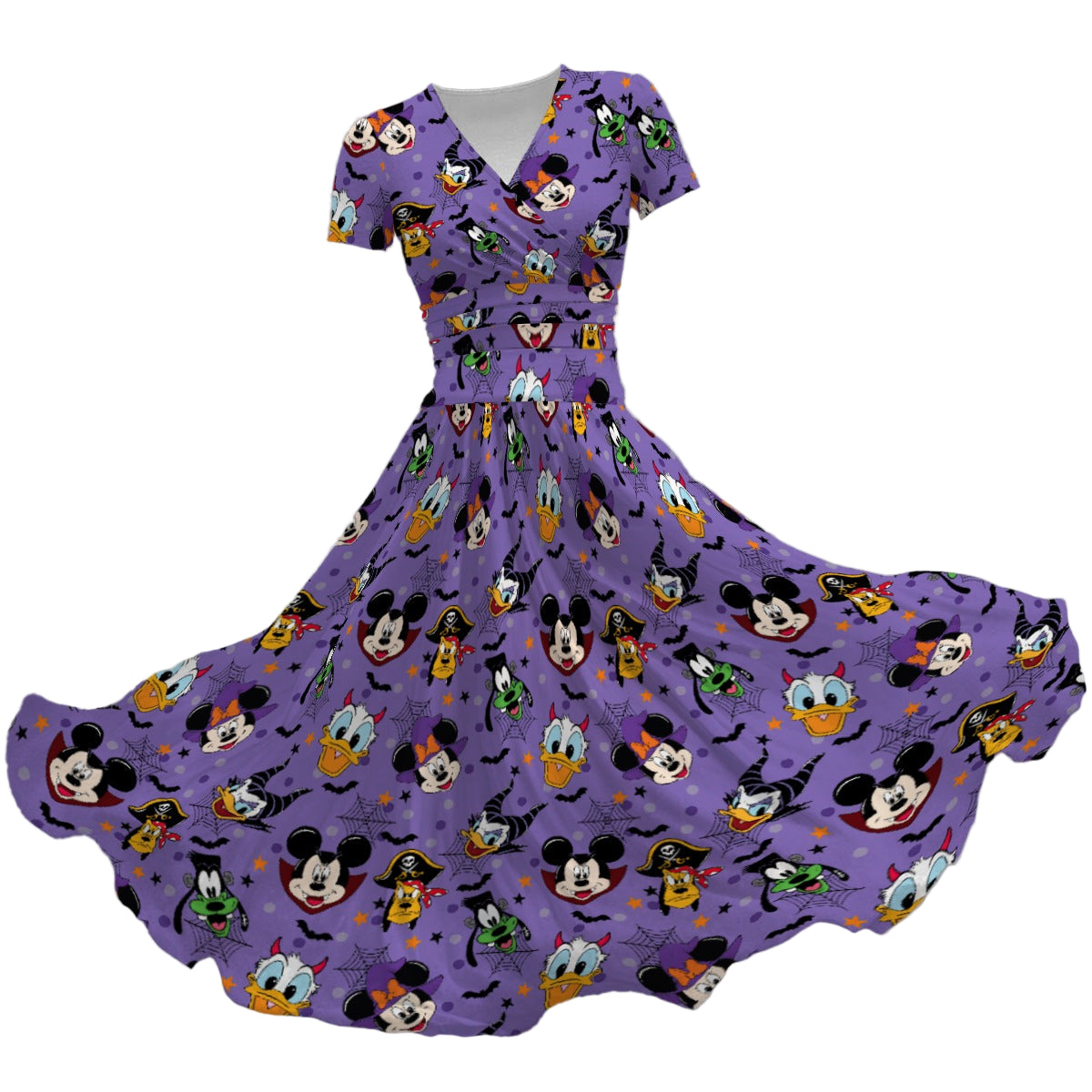 Halloween Friends in Costume - Women's V-Neck Ruched Midi Dress