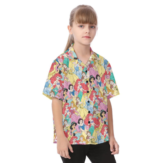 Royal Princess Sketches - Kid's Hawaiian Button Up Shirt