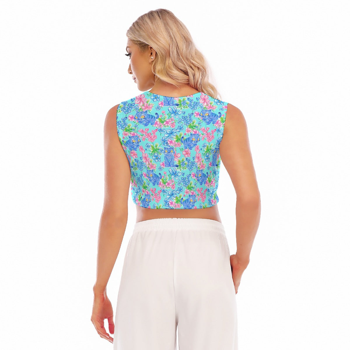 Derpy Tiger Blooms - Women’s Sleeveless Cropped Tee
