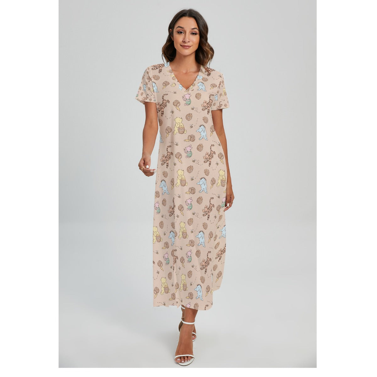 Honey Pot Daydreams - Women's V-Neck Side Split Maxi Dress