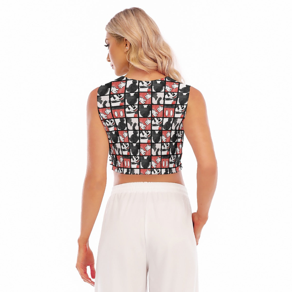 Mouse Block Party - Women’s Sleeveless Cropped Tee