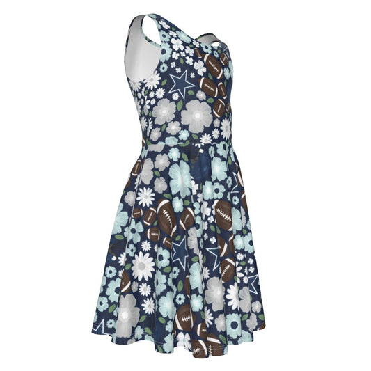 Blue Star Blooms - Kid's Sleeveless Skater Dress