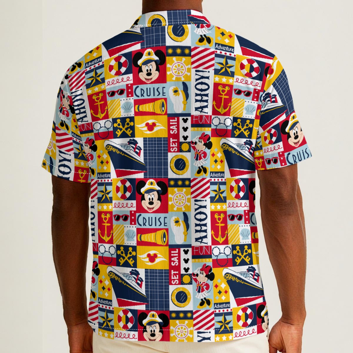 Nautical Cruise Patchwork - Men’s Cotton-Rich Button Up Shirt