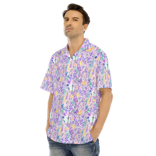 Bright Tropical Princess - Rapunzel - Men's Hawaiian Button Up Shirt