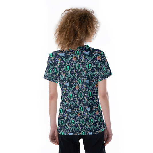 Garden Whimsy - Neverland Flight - Women's Short Sleeve V-Neck T-Shirt
