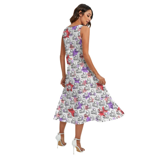 White Robot Balala - Women’s Diagonal Pocket Midi Dress