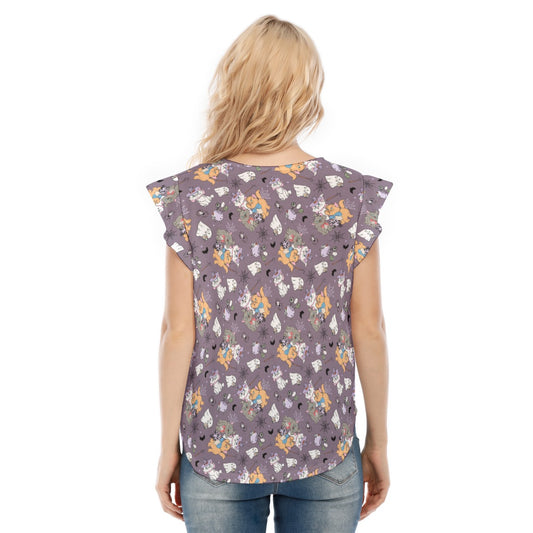 Spooky Fancy Felines - Women’s Flutter Sleeve Top