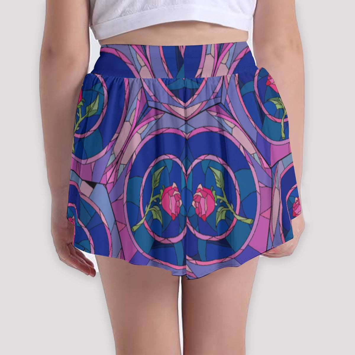 Enchanted Rose Stained Glass - Girls’ Flowy Pocket Shorts