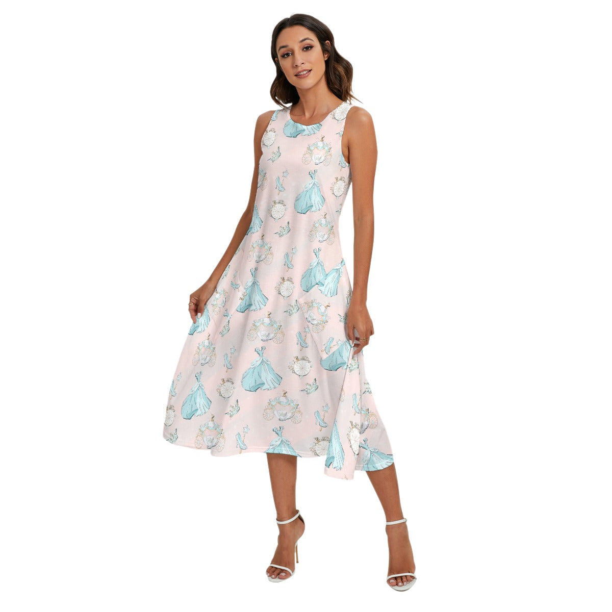 Pastel Midnight Magic - Women’s Diagonal Pocket Midi Dress