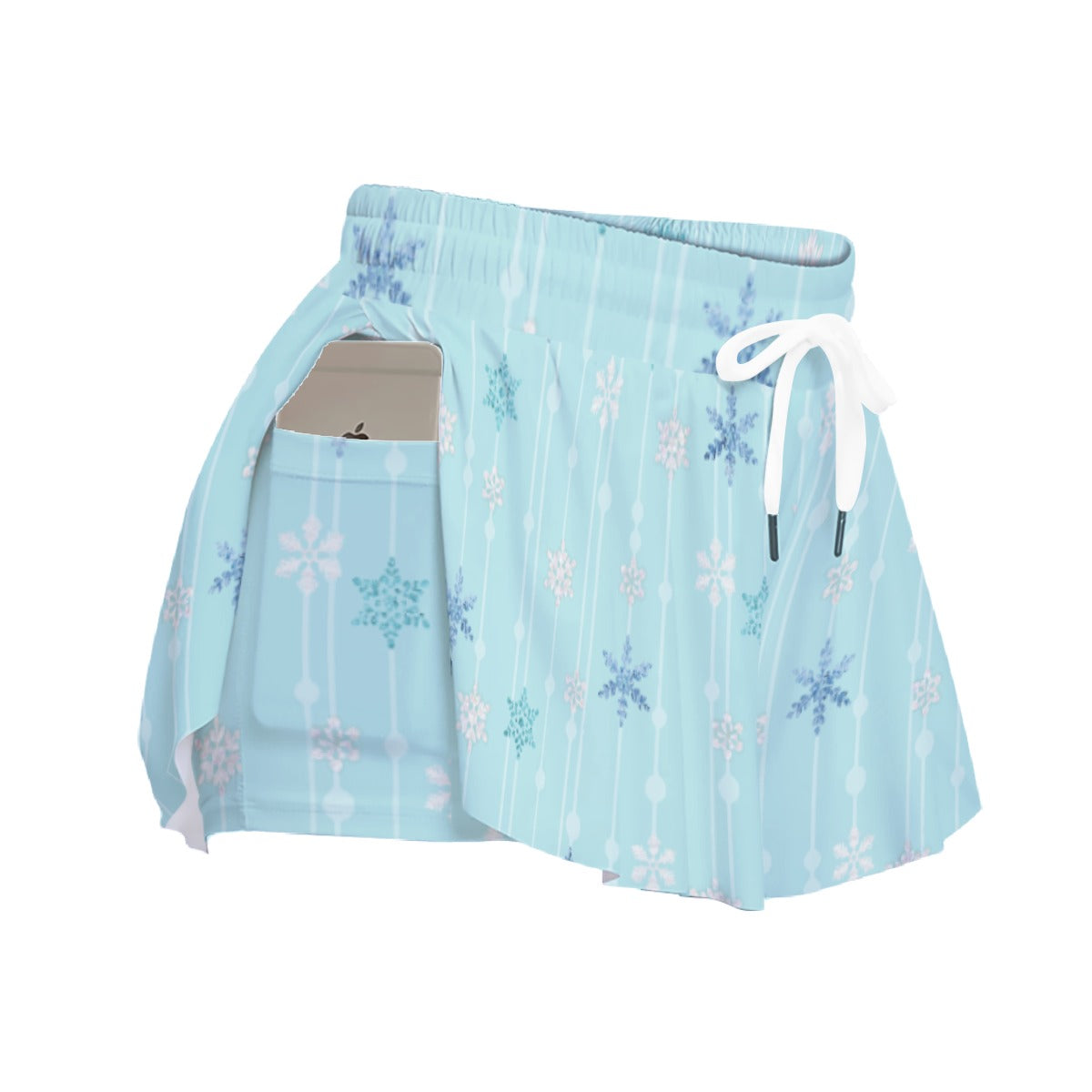 Ice Queen Snowflake Pattern - Women's Flowy Pocket Shorts