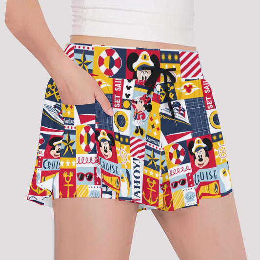 Nautical Cruise Patchwork - Girls’ Flowy Pocket Shorts